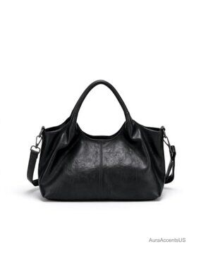 Vegan Leather Satchel Handbag with Strap Multi-Pocket Medium Purse